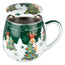 Tazza tè con coperchio e filtro, disegno: Alce verde ml 420