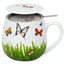 Tazza tè con coperchio e filtro, disegno: Campo di farfalle ml 420