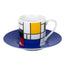 Tazzina caffé con piattino Hommage to Mondrian - Small Fragments ml 85